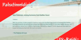 Falschmeldung: Neue EX-Raidbosse in Pokémon Go