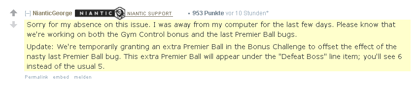 Niantic bestätigt Bug mit letztem Premierball und erhöht Bälle +1 1