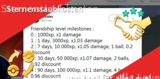 Sternenstaubkosten, Boni und Limits für alle Freundschaftslevel in Pokémon GO