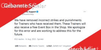 Niantic entschädigt fälschliche Opfer der Bannwelle Bannwelle