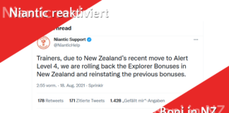 Niantic reaktiviert Corona-Boni in Neuseeland Corona-Boni