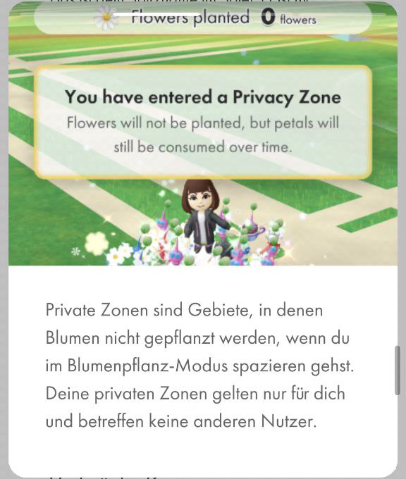 Neues Feature in Pikmin Bloom: Private Zonen 2