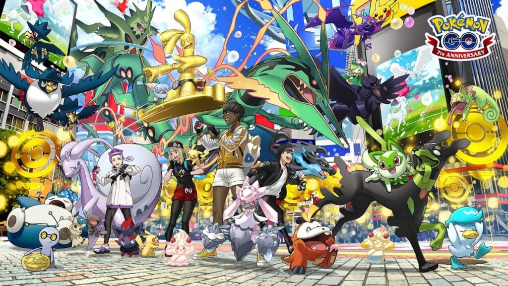 Artwork zum 7. Jubiläum von Pokémon GO 1