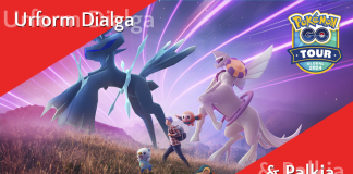 Urform Dialga & Palkia mit Abenteuer-Effekt zur GO Tour 2024 Urform Dialga GO Tour 2024
